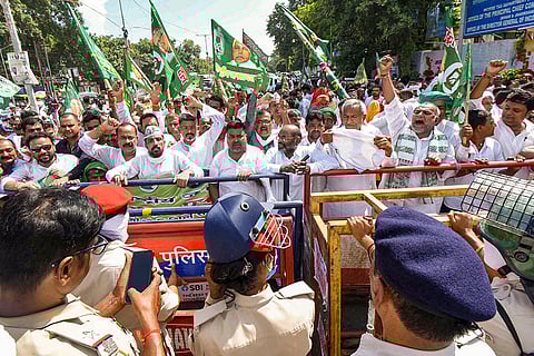 Rashtriya Janta Dal Farmers Cell protest